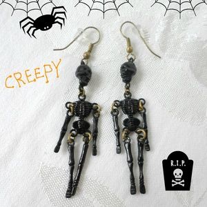 Black Plastic Skeleton Dangle Earrings